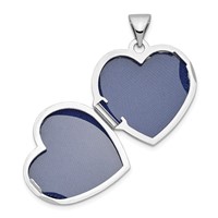 Sterling Silver Rhodium-plated Polished Hearts Border 18mm Heart Locket view 5