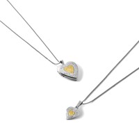 Sterling Silver Rhodium & Gold-plated Polished & Satin Diamond Mom Locket Necklace Daughter Pendant 14in Cross Heart Necklace Set, 18" view 5