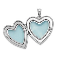 Sterling Silver Rhodium-plated Polished and Satin Heart Locket Necklace and 14 Inch Pendant Necklace Set, 18" view 3