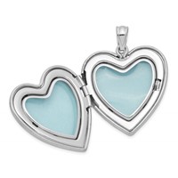 Sterling Silver Rhodium-plated Satin D C Diamond Cross Heart Locket Necklace & 14in Cross Heart Pendant Necklace Set, 18" view 3