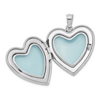 Sterling Silver Rhodium-plated Polished and Satin Diamond Heart Locket Necklace and 14 Inch Pendant Necklace Set, 18" view 3