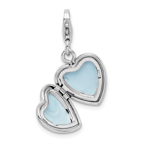 Sterling Silver Polished Lobster Clasp 12mm Heart Locket