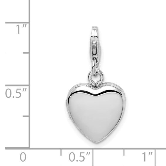 Sterling Silver Polished Lobster Clasp 12mm Heart Locket