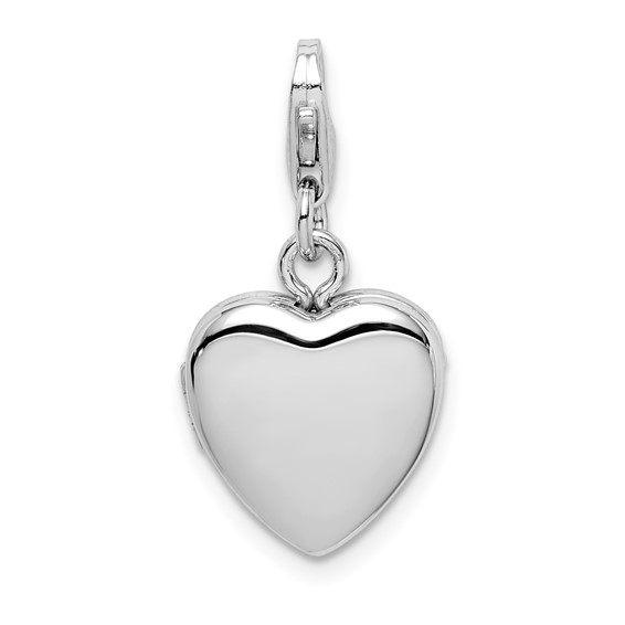 Sterling Silver Polished Lobster Clasp 12mm Heart Locket