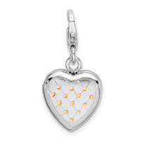 Sterling Silver Gold-plated Patterned Lobster Clasp 12mm Heart Locket view 1