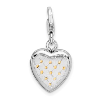 Sterling Silver Gold-plated Patterned Lobster Clasp 12mm Heart Locket