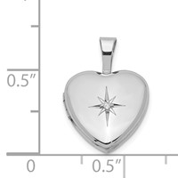 Sterling Silver Rhodium-plated Polished Diamond Star 12mm Heart Locket view 4