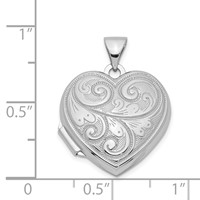 Sterling Silver Rhodium-plated Scrolled Design Reversible Same on Back Heart Locket view 4