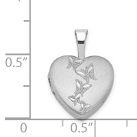 Sterling Silver Rhodium-plated Butterflies 12mm Heart Locket view 4