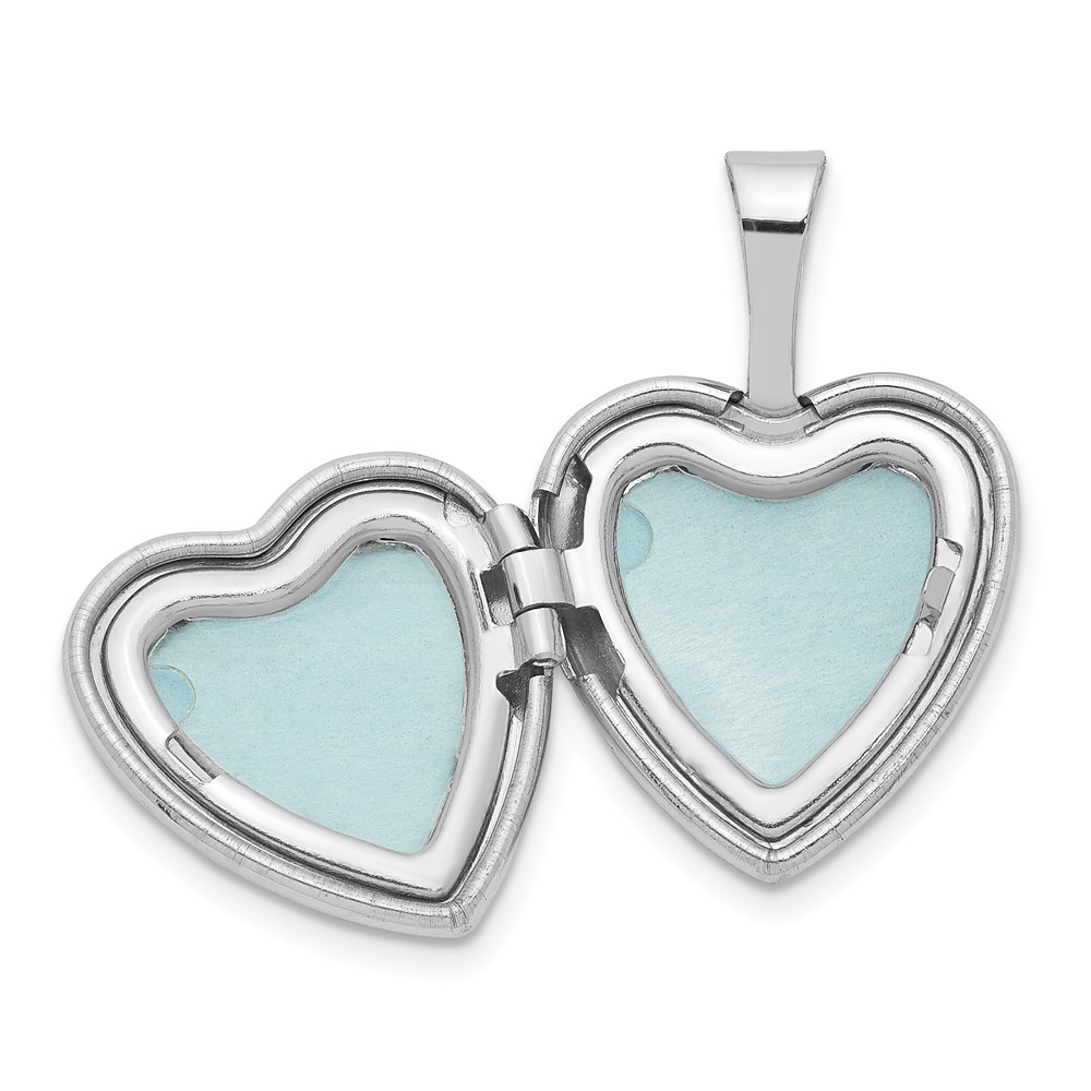 Sterling Silver Rhodium-plated Polished Diamond Star 12mm Heart Locket (QLS483)