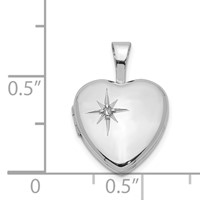 Sterling Silver Rhodium-plated Polished Diamond Star 12mm Heart Locket view 4