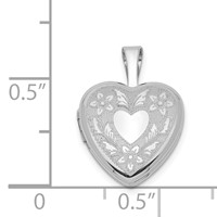 Sterling Silver Rhodium-plated Floral Heart Wings 12mm Heart Locket view 4