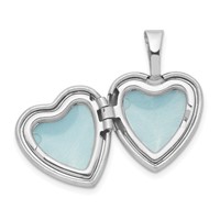 Sterling Silver Rhodium-plated Flower Border 12mm Heart Locket view 5