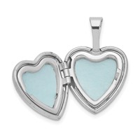 Sterling Silver Rhodium-plated Pink and Green Enameled Butterfly with Flowers 12mm Heart Locket view 5