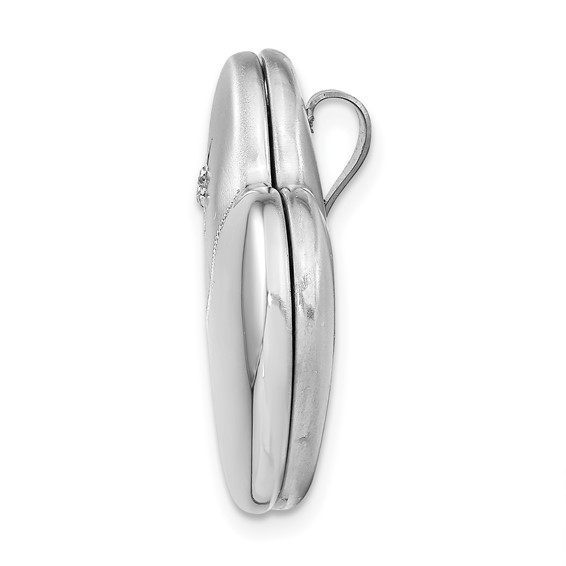 Sterling Silver RH-plated Satin/Polish Diamond 4 Photo Family Heart Locket