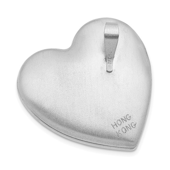 Sterling Silver RH-plated Satin/Polish Diamond 4 Photo Family Heart Locket