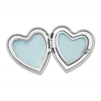 Sterling Silver Rhodium-plated Satin and Polished Diamond Star 4-Photo 24mm Family Heart Locket view 5
