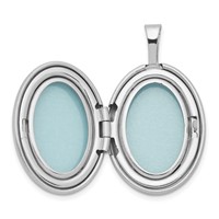 Sterling Silver Rhodium-plated Satin and Polished Diamond Star 19mm Oval Locket view 5