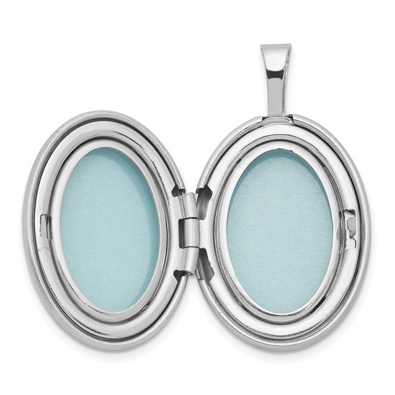 Sterling Silver Rhodium-plated 19mm Diamond Polished/Satin Star Oval Locket