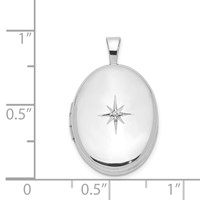 Sterling Silver Rhodium-plated Polished Diamond Star 19mm Oval Locket view 4