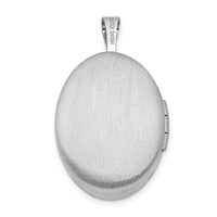 Sterling Silver Rhodium-plated Satin Pink Enameled Flower Scroll 19mm Oval Locket view 3