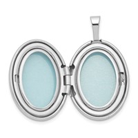 Sterling Silver Rhodium-plated Satin Pink Enameled Flower Scroll 19mm Oval Locket view 5