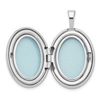 Sterling Silver Rhodium-plated Diamond Star Scalloped Border 19mm Oval Locket view 5
