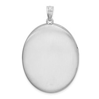 Sterling Silver Rhodium-plated Satin Diamond-cut Butterflies 34mm Oval Locket view 3