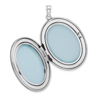 Sterling Silver Rhodium-plated Satin Diamond-cut Butterflies 34mm Oval Locket view 5
