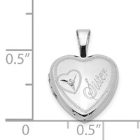 Sterling Silver Rhodium-plated & Diamond Sister Heart 12mm Heart Locket view 4