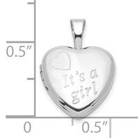 Sterling Silver It's a Girl 12mm Heart Locket view 4