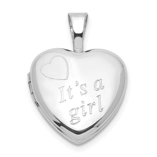 Sterling Silver It's a Girl 12mm Heart Locket
