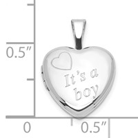 Sterling Silver It's a Boy 12mm Heart Locket view 4