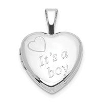 Sterling Silver It's a Boy 12mm Heart Locket view 1