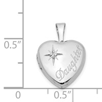 Sterling Silver Rhodium-plated Diamond Star Daughter 12mm Heart Locket view 4