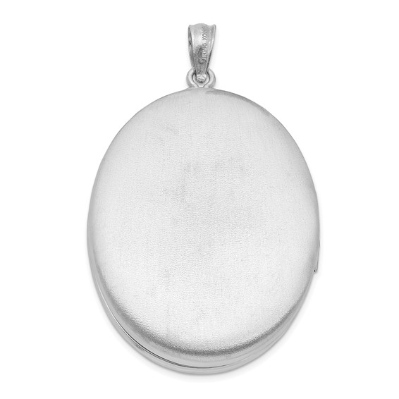 Sterling Silver Rhod-plated Enameled Floral Grandma 34mm Oval Locket