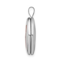 Sterling Silver Rhodium-plated Enameled Pink Ribbon 19mm Oval Locket view 2