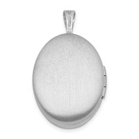 Sterling Silver Rhodium-plated Enameled Pink Ribbon 19mm Oval Locket view 3