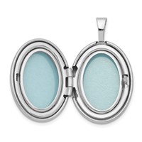 Sterling Silver Rhodium-plated Enameled Pink Ribbon 19mm Oval Locket view 5