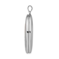 Sterling Silver Rhodium-plated Satin and Polished Pink and Green Enameled Rose 34mm Oval Locket view 2