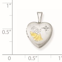 Sterling Silver Rhodium & Gold-plated & Diamond Angel 12mm Heart Locket view 4