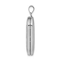 Sterling Silver Rhodium-plated Polished Front Satin Back Cross 30x19mm Rectangle Locket view 2