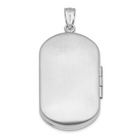Sterling Silver Rhodium-plated Polished Front Satin Back Cross 30x19mm Rectangle Locket view 3