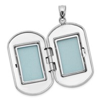 Sterling Silver Rhodium-plated Polished Front Satin Back Cross 30x19mm Rectangle Locket view 5