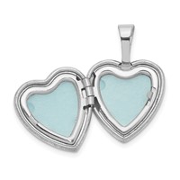 Sterling Silver Rhodium-plated Cross with Enamel Flowers 12mm Heart Locket view 5