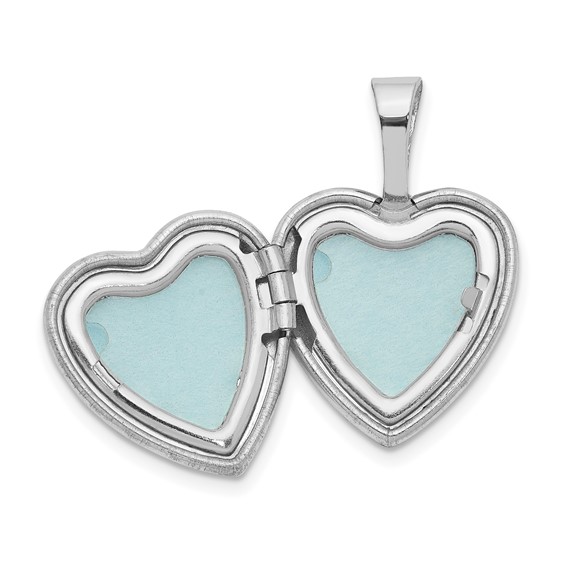Sterling Silver Rhodium-plated Cross w/ Enamel Flowers 12mm Heart Locket
