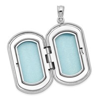 Sterling Silver Rhodium-plated Polished 30x 19mm Rectangle Locket view 5