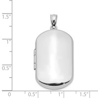 Sterling Silver Rhodium-plated Polished 30x 19mm Rectangle Locket view 4