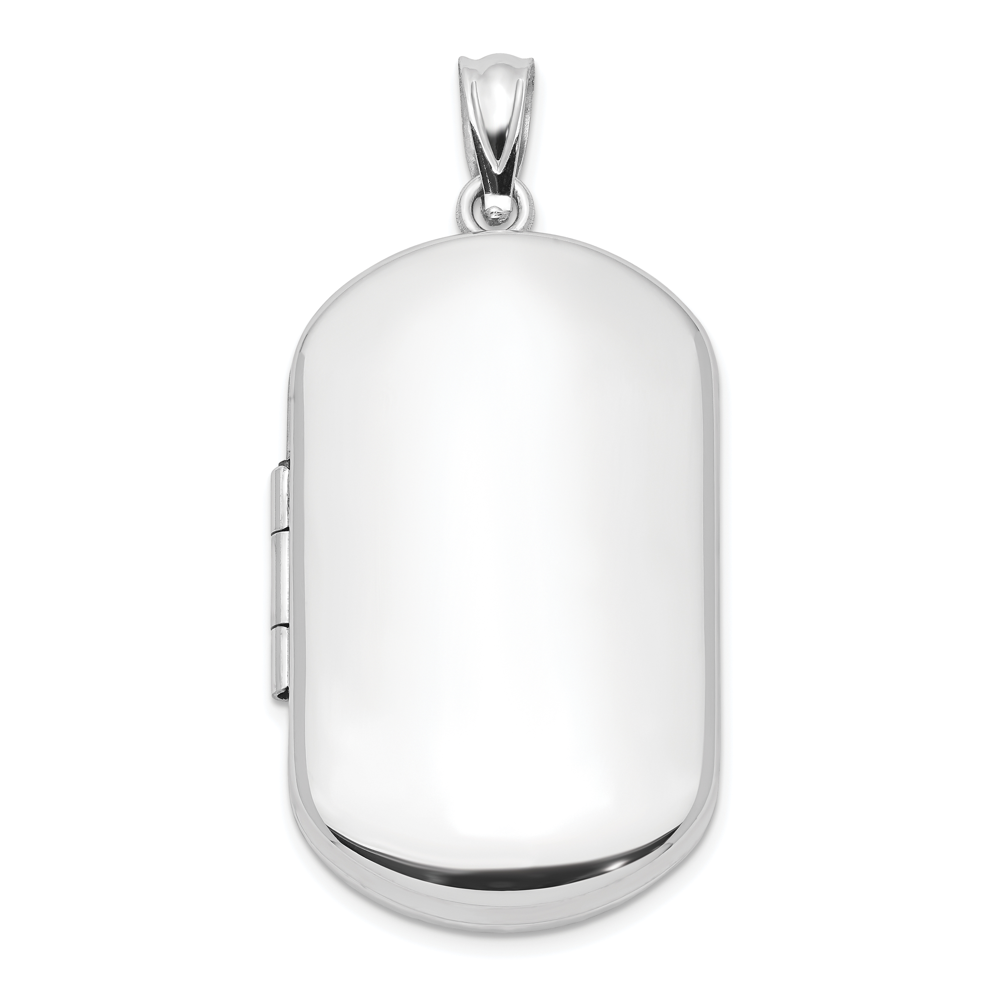 Sterling Silver Rhodium-plated Polished Rectangular Locket (QLS573)