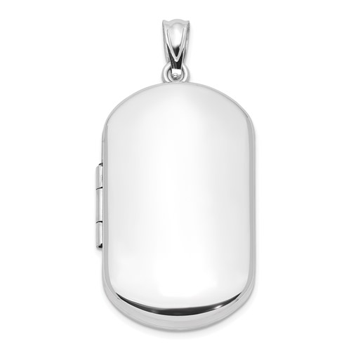 Sterling Silver Rhodium-plated Polished 30x 19mm Rectangle Locket